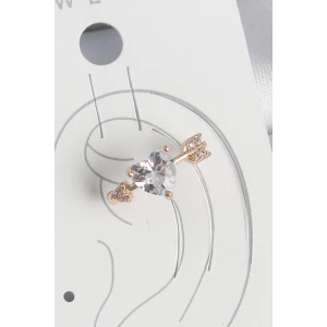 Pirinç Gold Renk Zirkon Taşlı Kalp Ok Model Kadın Kıkırdak Küpe