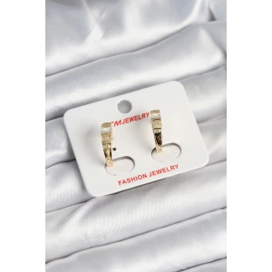 Pirinç Gold Renk Zirkon Taşlı Vintage Kadın Küpe