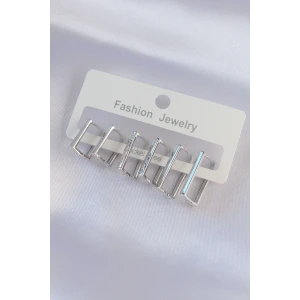 Pirinç Gümüş Renk Dikdörtgen Model Küpe Seti