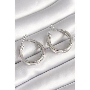 Pirinç Gümüş Renk Halka Model Kadın Küpe