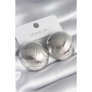 Pirinç Gümüş Renk İşleme Detay Daire Model Kadın Küpe