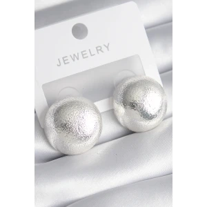 Pirinç Gümüş Renk İşleme Detay Top Model Kadın Küpe