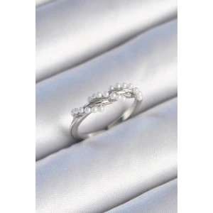 Pirinç Gümüş Renk Sarmal İnci Model Kadın Yüzük