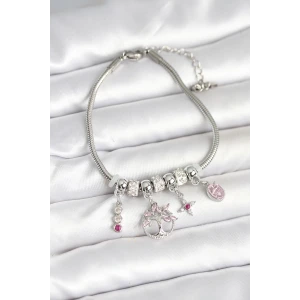 Pirinç Gümüş Renk Yaşam Ağacı Charmlı Kadın Bileklik