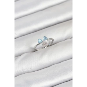 Pirinç Gümüş Renk Yonca Model Kadın Yüzük