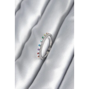 Pirinç Gümüş Renk Zirkon Taş Detay Kadın Yüzük