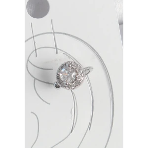 Pirinç Gümüş Renk Zirkon Taşlı Kadın Kıkırdak Model Küpe