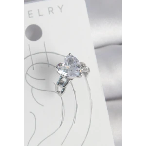 Pirinç Gümüş Renk Zirkon Taşlı Kalp Model Kadın Kıkırdak Küpe