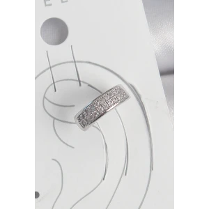 Pirinç Gümüş Renk Zirkon Taşlı Kıkırdak Model Kadın Küpe