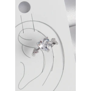 Pirinç Gümüş Renk Zirkon Taşlı Yıldız Model Kadın Kıkırdak Küpe