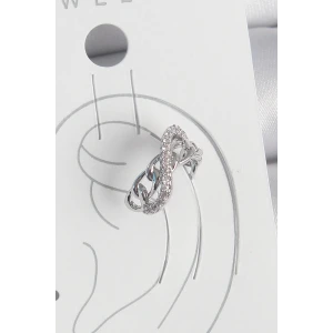 Pirinç Gümüş Renk Zirkon Taşlı Zincir Sonsuzluk Model Kadın Kıkırdak Küpe