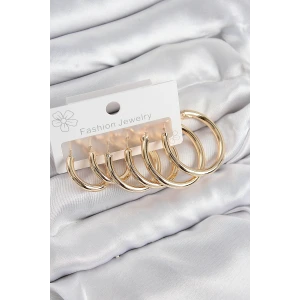 Pirinç Halka Model Gold Renk Kadın Set Küpe