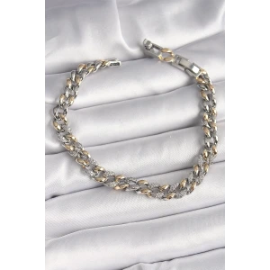 Pirinç Mix Renk Zirkon Taşlı Zincir Model VIP Seri Kadın Bileklik