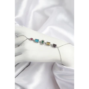 Pirinç Renkli Zirkon Taşlı Model Gümüş Renk Şahmeran