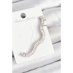 Pirinç Su Yolu Model Gümüş Renk Sağ Kıkırdak Küpe