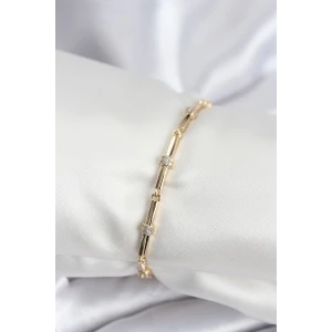 Pirinç VIP Seri Gold Renk Parçalı Model Zirkon Taşlı Kadın Bileklik