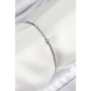 Pirinç Zirkon Taşlı Boncuk Model Ezme Zincir Gümüş Renk Kadın Bileklik