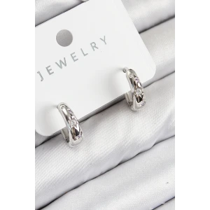 Pirinç Zirkon Taşlı Halka Model Gümüş Renk Kadın Küpe