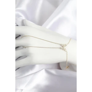 Pirinç Zirkon Taşlı Kelebek Model Gold Renk Şahmeran