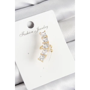 Pirinç Zirkon Taşlı Model Gold Renk Sağ Kıkırdak Küpe