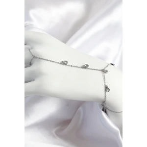 Pirinç Zirkon Taşlı Sallantılı Damla Model Gümüş Renk Kadın Şahmeran