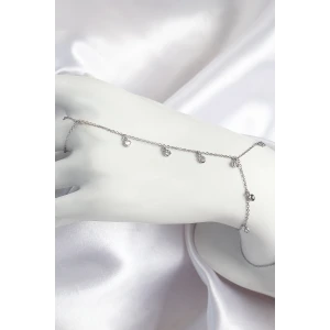 Pirinç Zirkon Taşlı Sallantılı Model Gümüş Renk Kadın Şahmeran