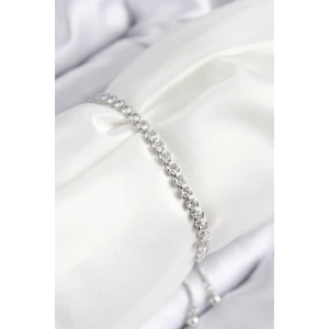 Pirinç Zirkon Taşlı Sıralı Model Gümüş Renk Asansörlü Kadın Bileklik