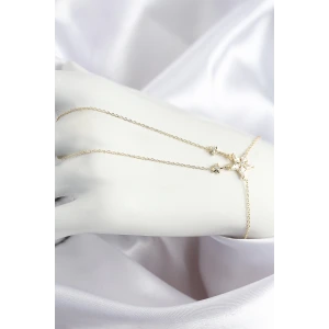 Pirinç Zirkon Taşlı Yıldız Model Gold Renk Şahmeran
