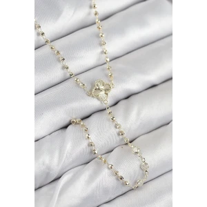 Pirinç Zirkon Taşlı Yonca Model Gold Renk Kadın Y Kolye