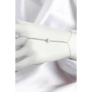 Pirinç Zirkon Taşlı Yonca Model Gümüş Renk Şahmeran