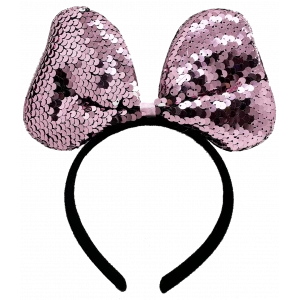 Renk Değiştiren Pullu Payetli Fiyonk Parti Tacı Pembe Gümüş Renk 20x16 Cm