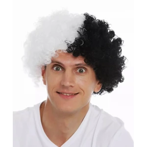 Siyah Beyaz Kıvırcık Afro Bonus Peruk Taraftar Bonus Saç