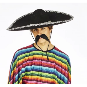 Sombrero Meksika Şapkası Mariachi Gümüş Şeritli Yetişkin Boy