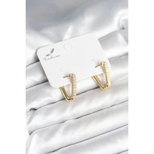 Üçgen Model Zirkon Taşlı Kadın Küpe