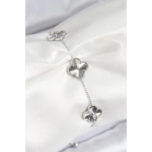 VIP Pirinç Yonca Model Gümüş Renk Kadın Bileklik