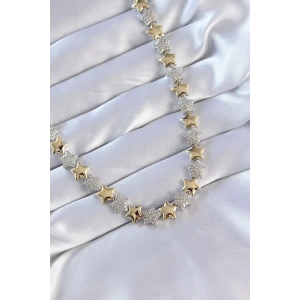 Vip Seri Pirinç Çift Renk Zirkon Taşlı Yıldız Tasarımlı Kolye