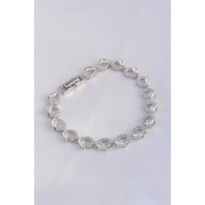 Vip Seri Pirinç Zirkon Taşlı Gümüş Renk Arpa Model Bileklik