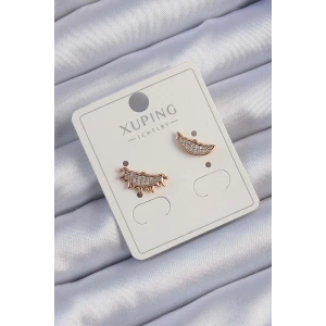 Xuping Rose Renk Zirkon Taşlı Ay ve Güneş Tasarımlı Küpe