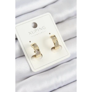 Xuping Zirkon Taşlı Desenli Halka Model Gold Renk Kadın Küpe