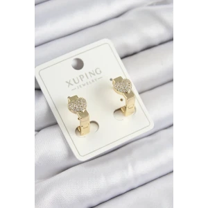 Xuping Zirkon Taşlı Kalp Model Gold Renk Kadın Küpe