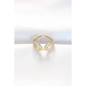 Zirkon Taşlı Gold Renk Ayarlanabilir Yüzük