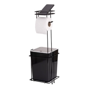 Ayaklı Çöp Kovalı Banyo Seti Siyah Krom Royaleks-ACERO-20340
