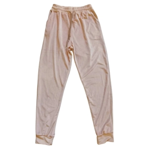 Parlak Kadife Cepli Pantolon Eşofman Pijama Altı Büyük Beden Unisex Lastikli Paça Bej