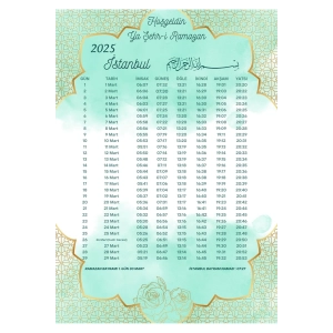Ramazan İmsakiyesi Modern Kişiye Özel Tasarımlı Dijital Baskı 1000 Adet A4 300 gr Model 49