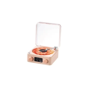 Waves Nostalji Plak Görünümlü Bluetooth Hoparlör 3d Ses Dalgası Retro Müzik Plak Pembe
