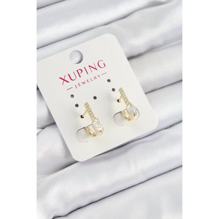 Xuping Zirkon Taşlı I Model Gold Renk Kadın Küpe