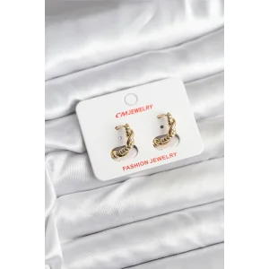 14K Gold Renk Kaplama Burgu Model CM Kadın Küpe