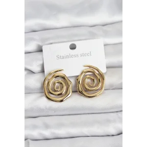 316L Çelik Gold Renk Sarmal Model Kadın Küpe