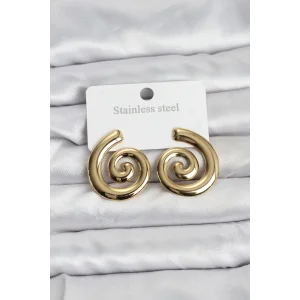 316L Çelik Gold Renk Sarmal Modelli Kadın Küpe