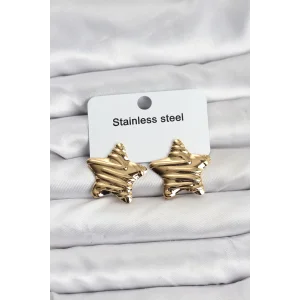 316L Çelik Gold Renk Yıldız Model Kadın Küpe